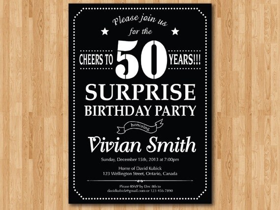 Surprise 40th birthday invitation. Chalkboard. by arthomer on Etsy