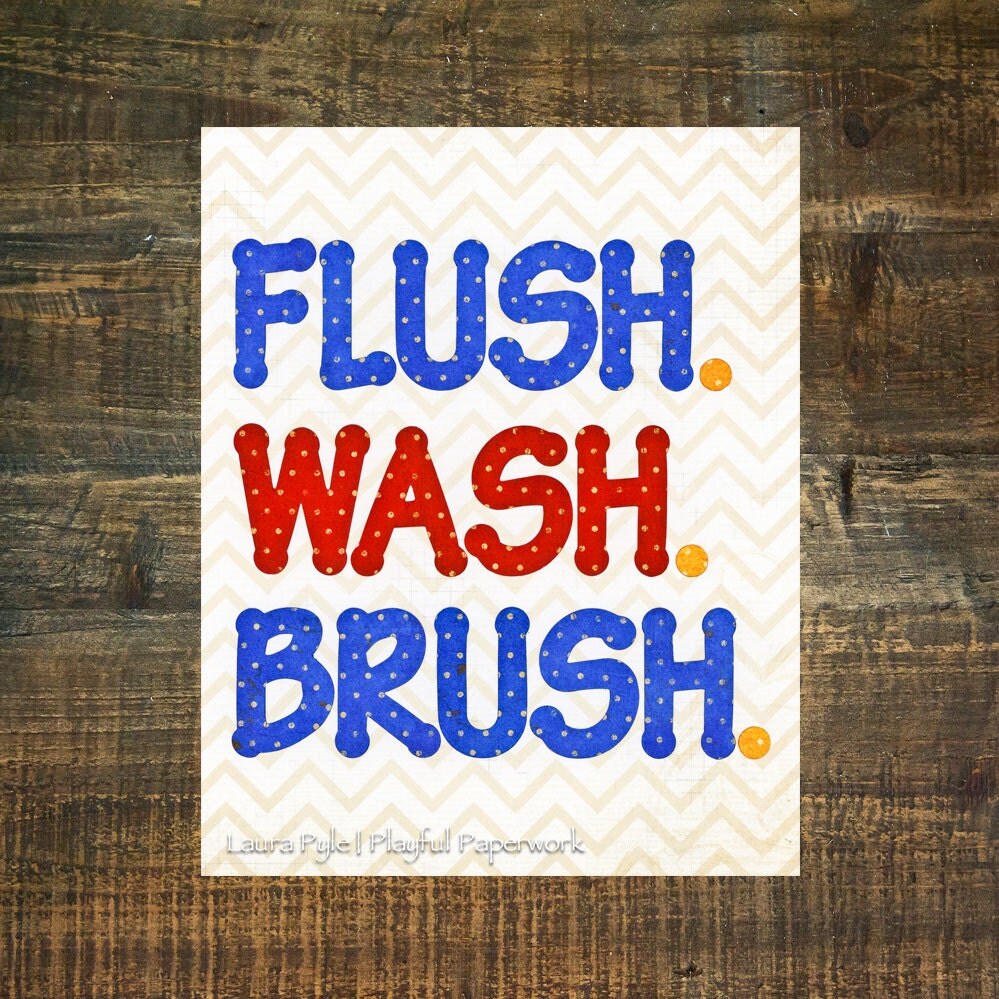 wash brush flush sign boys bathroom sign bathroom rules