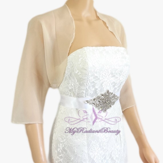 dress jacket champagne Jacket, SALE Jacket, Chiffon Shrug Bolero Champagne Wedding Bolero