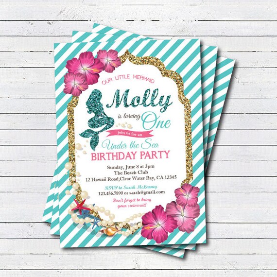 Mermaid 1St Birthday Invitations 6