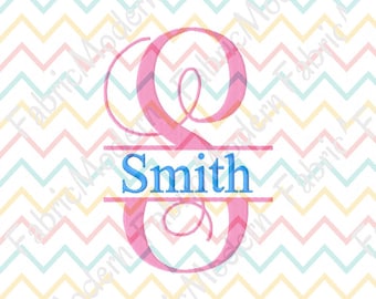 VINE SPLIT MONOGRAM Embroidery Font Design, monogram frame,4inch and 6 inch, All letters,includes bx, #494