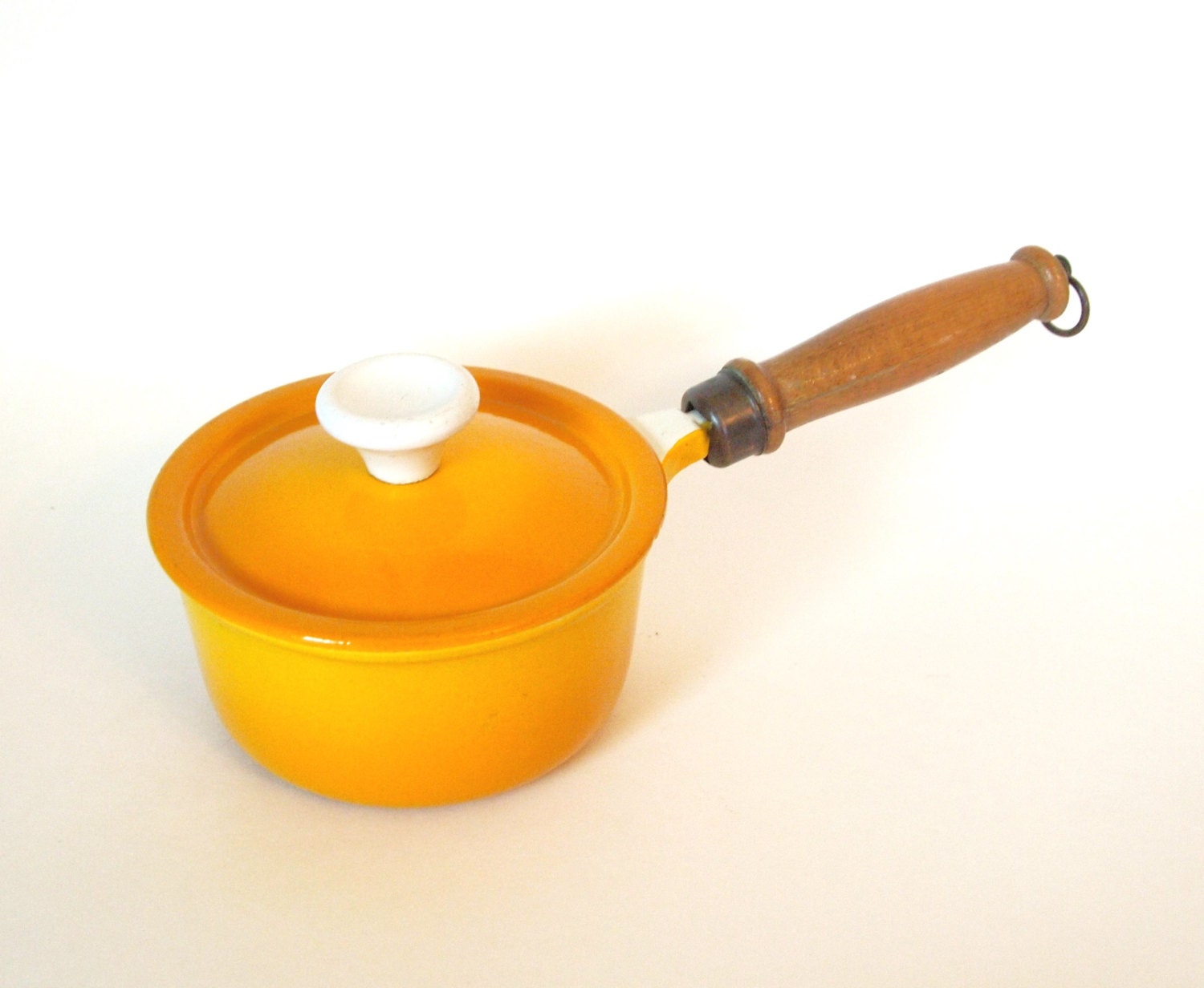 Vintage Saucepan Pot Descoware Enameled Cast Iron Yellow