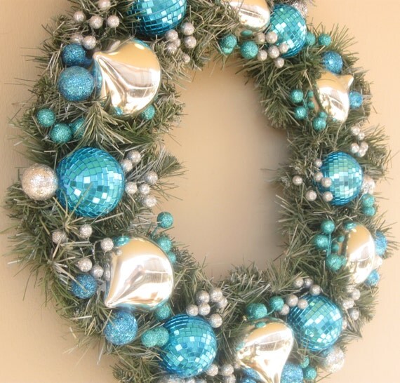 Turquoise Christmas Wreath 