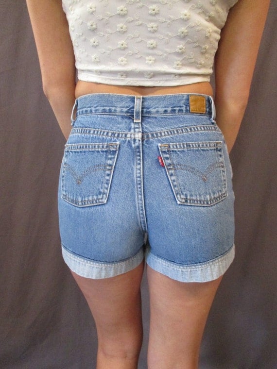 90s High Waisted Shorts//vintage Levi's cuffed denim