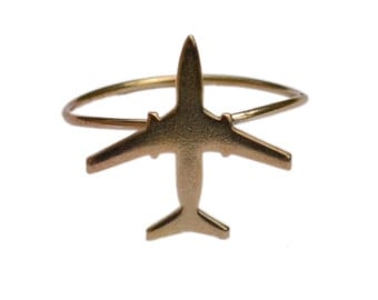 AIRPLANE ring in brass