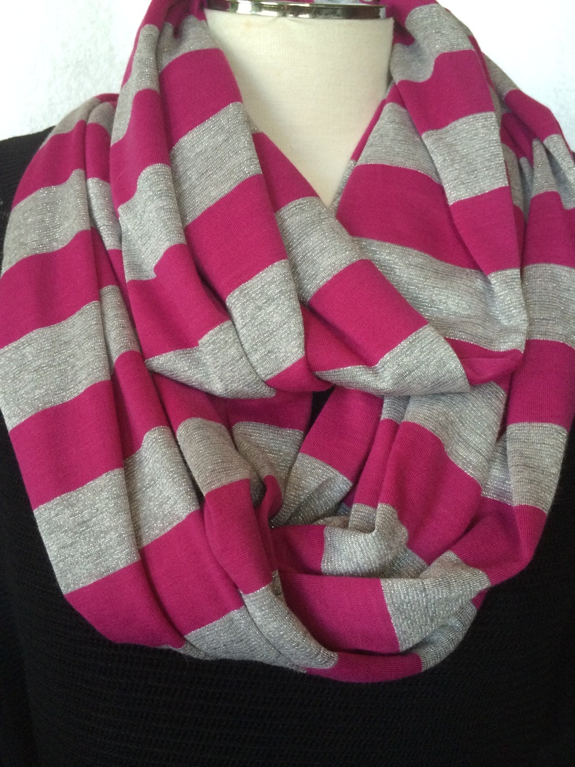 Stripe Scarf Infinity Scarf Loop Scarf Circle by SplendidFindings