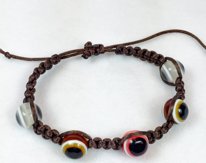 Evil Eye Bracelet |Macrame Bracelet | Brown Macrame Bracelet | Beaded Bracelet | Woven Bracelet | Protection Bracelet | Evil eye jewelry