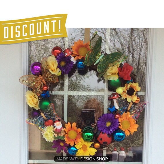 Summer Garden Wreath Gnomes Gazing Ball by Designsbytiffanyw