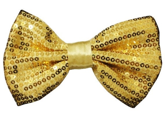 Sequined Fabric Bow Tie Gold by SequinWorld on Etsy