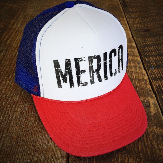 MERICA Trucker Hat - Women's ONE SIZE, baseball hat, fourth of july ...