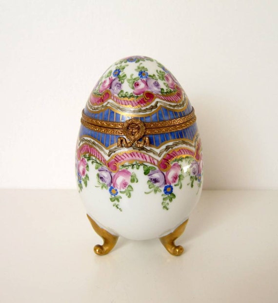 Hand Painted LIMOGES EGG / Authentic Limoges Egg / By Loppislover