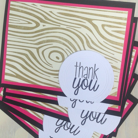 Woodgrain Letterpress Thank You Notes by HotWheelsAndGlueGuns