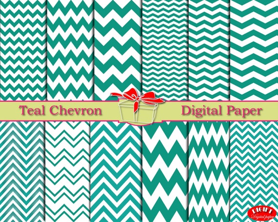 Teal chevron digital paper Teal home decor Teal wall art Teal chevron fabric print Teal party decor Teal green Teal blue invitation paper