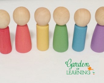 Wooden Dolls set of 6 inspired by Waldorf and Montessori