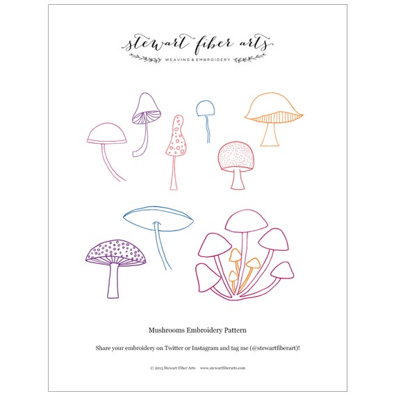Embroidery PATTERN: Mushrooms instant by StewartFiberArts on Etsy