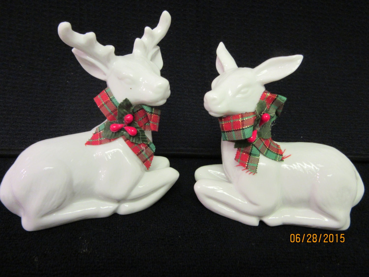 reindeer set of two porcelain white glazed embellished with reindeer set of two porcelain white glazed embellished with