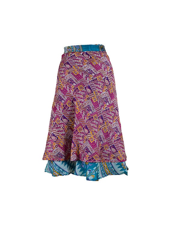Silk Wrap Skirt Reversible Skirt Pink Skirt Summer Skirt