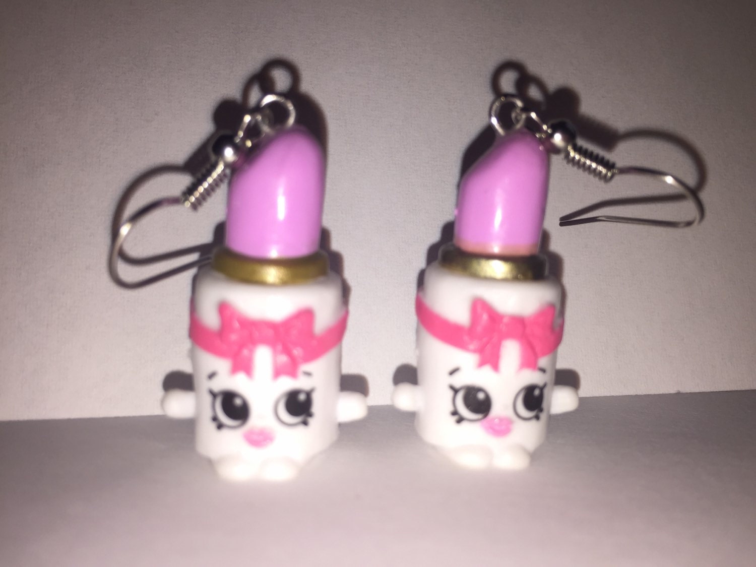 Shopkins Foodie Earrings Ballet Lipstick repurposed toys