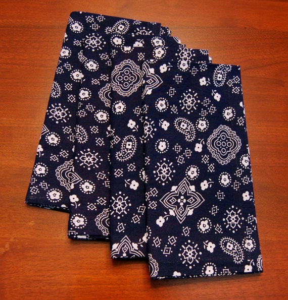 Handmade Cotton Bandana Print Napkins Set of 4 FREE SHIPPING