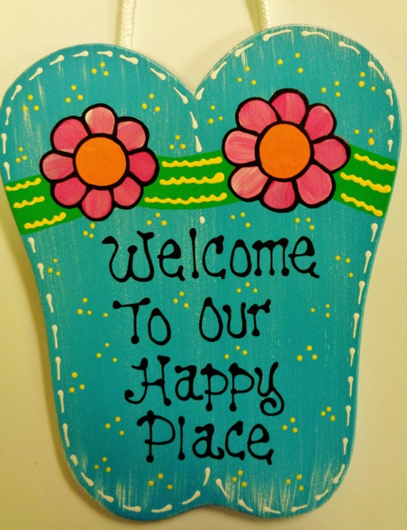 FLIP FLOPS To Our Happy Place Sign Tiki Bar Pool Hot