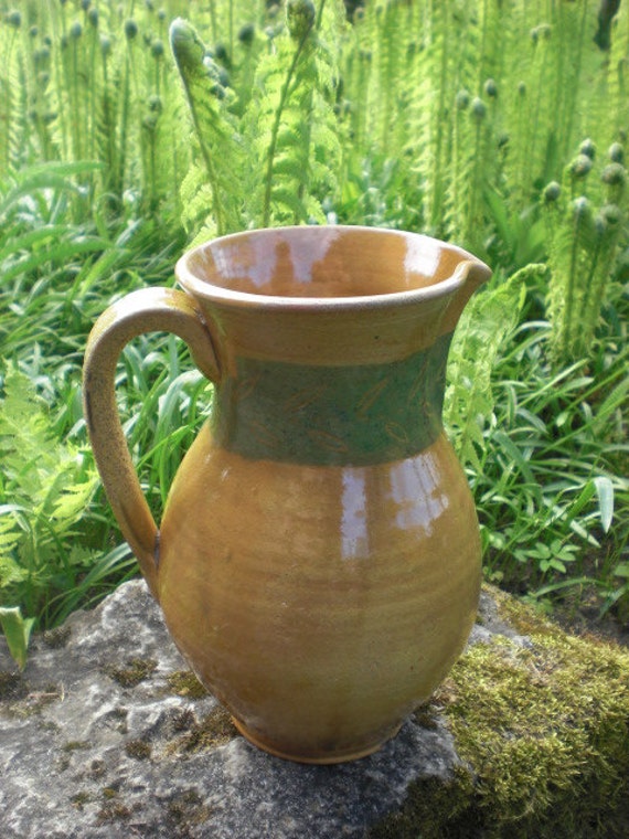 Antique jug pitcher vase rustic terra cotta clay pottery
