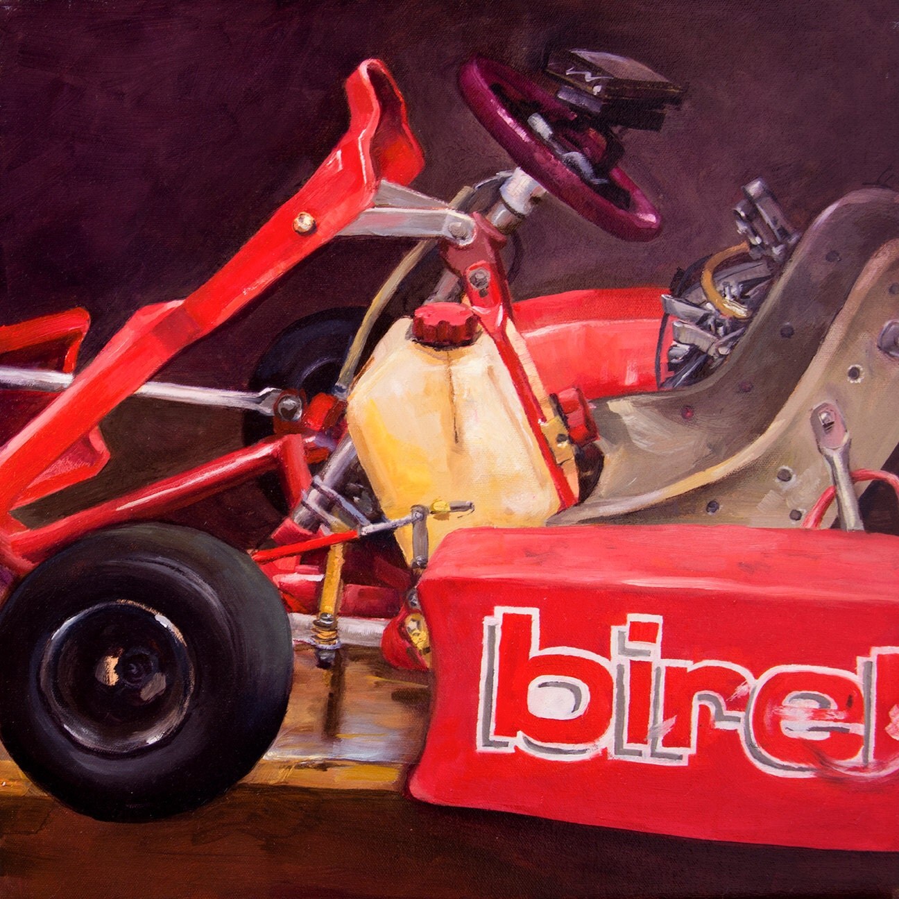 Red Go Kart Painting. Go Kart Poster. Race Car Art. Boyfriend