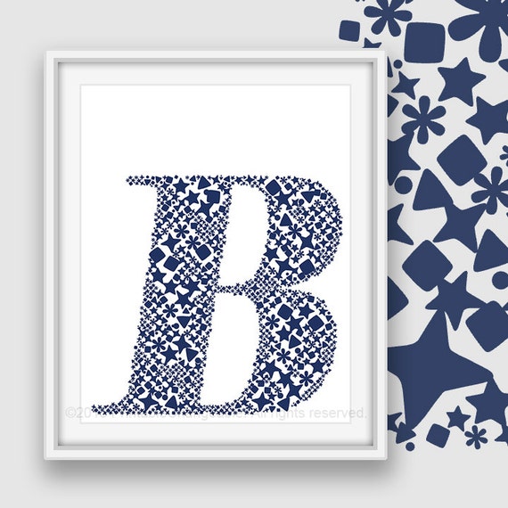 Letter B Be Bold Navy 56 Monogram By PrintableChangeable