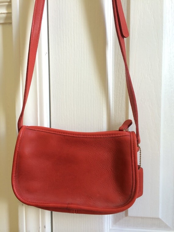 Vintage Rare Coach Red Leather Crossbody by strawberrymoonvtg