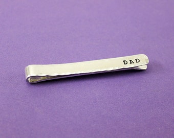 Personalized Tie Clip - Stamped Tie Bar - Father's Day Gift - Groom - Father of the Bride Gift - Dad Gift - Engraved Tie Clip - Groomsmen