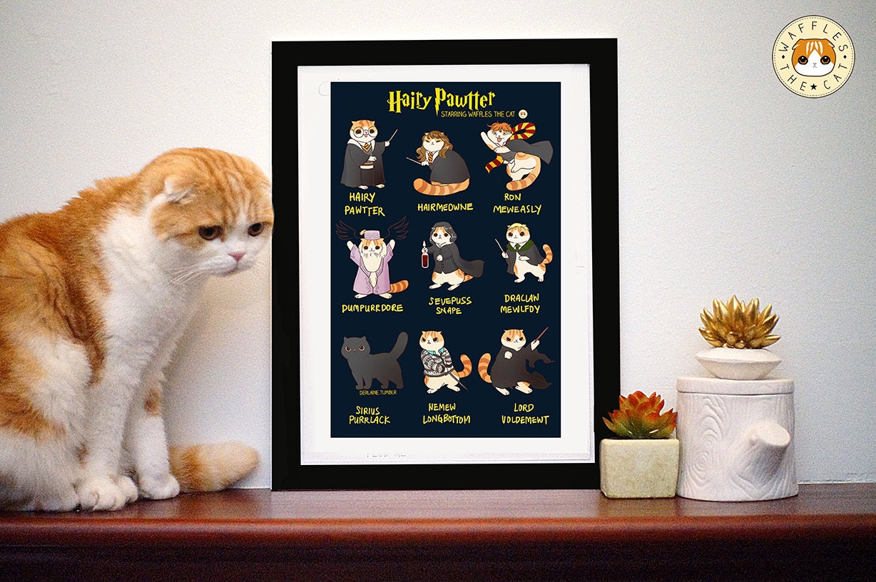 Hairy Pawtter Funny Harry Potter Cat  Poster