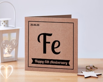 Personalised 6 Year Anniversary Card, 6th Anniversary Card, Iron Anniversary Card, Sixth Anniversary Card, Quirky Anniversary Card