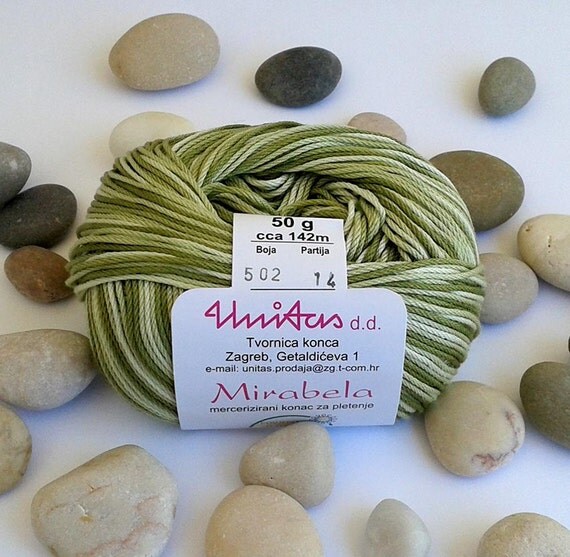 Cotton yarn VARIEGATED GREEN 100 mercerized by HandmadeMaki