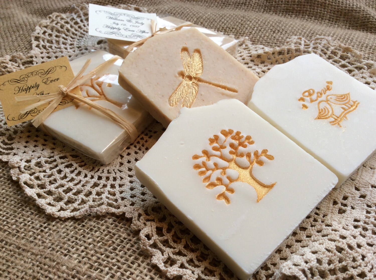 30 Gold Accented Wedding Favor Soap Bridal Shower Favors