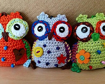 Crochet owl keychain | Etsy