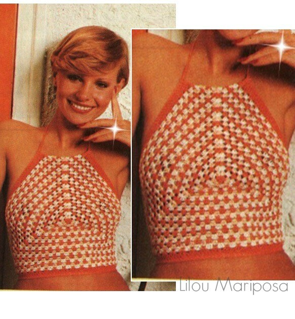 crochet square top halter granny pattern Pattern Liloumariposa Crochet PATTERN Vintage by CROCHET TOP 70s