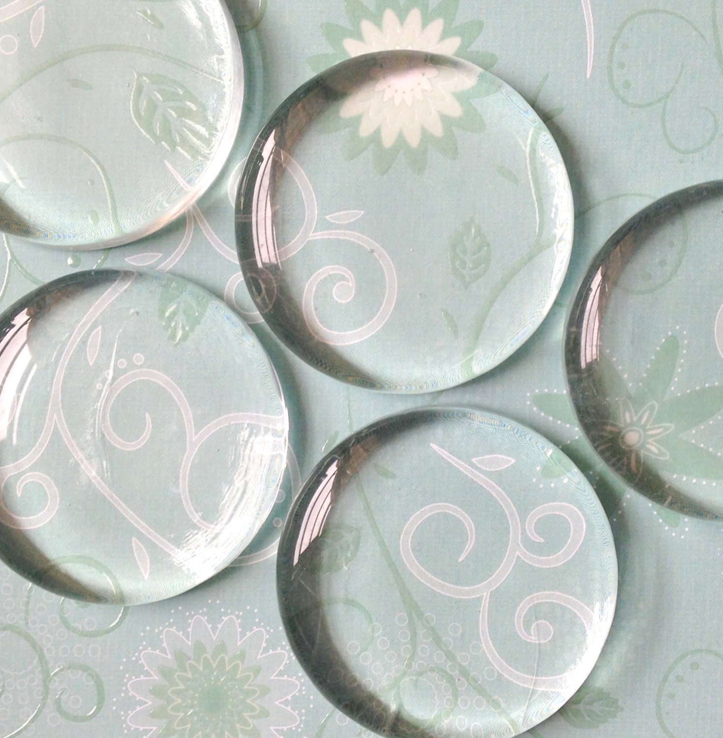 QTY 10 Extra Large 50mm round molded clear flat glass gem perfect