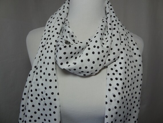 Polka Dot Scarf White with Black Polka Dot by KathysCreations25