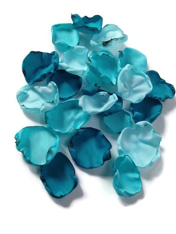 Aqua Teal Turquoise Blue flower petals by ShabVintiqueFlowers