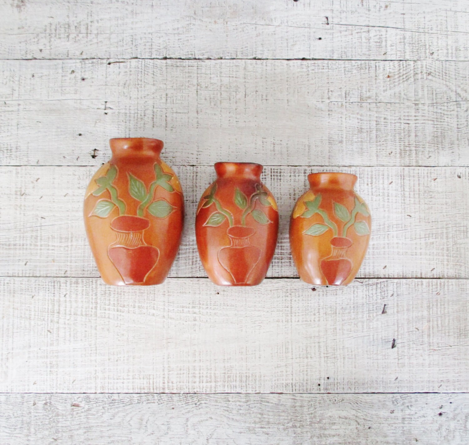 Vintage Hanging Vases Set of 3 Wall Pocket by TheDustyOldShack