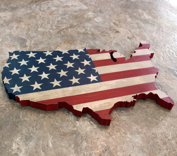USA Wall Hanging 14 & 16 Rustic United States