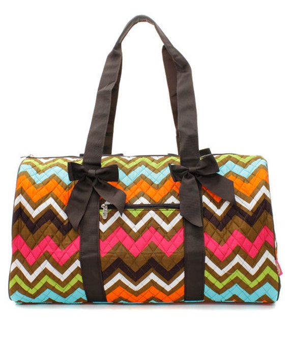 Great Chevron Print Quilted Duffle Bag in 2 Bright, fun colors ...