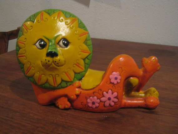 Vintage Lion Piggy Bank Mid Century Japan
