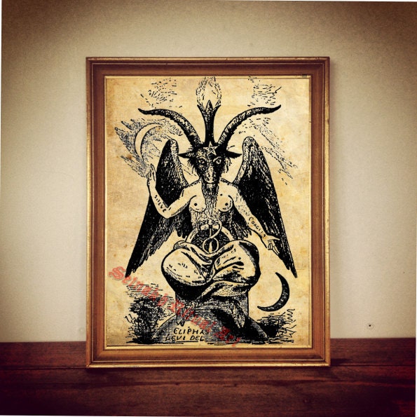 Baphomet print satanic goat poster Eliphas Levi witchcraft