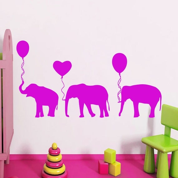 Wall Decals Elephants Decal Vinyl Sticker Balloon by CozyDecal