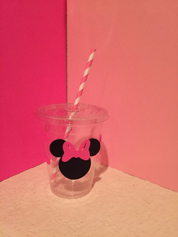 Minnie Mouse Cups With Lids And Straws by MommysCustomCreation