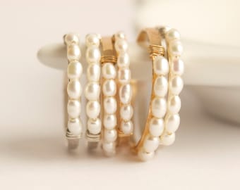 Tiny Pearl Ring. Freshwater Pearl Ring. White Pearl Ring. Dainty Pearl Ring. Tiny Dainty White Freshwater Pearl Ring.