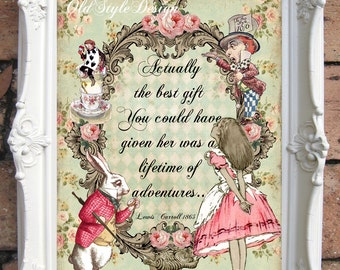ALICE in WONDERLAND Print Alice in Wonderland Decor Vintage Alice in Wonderland Decorations Alice in Wonderland Party Mad Hatter Tea C:A42