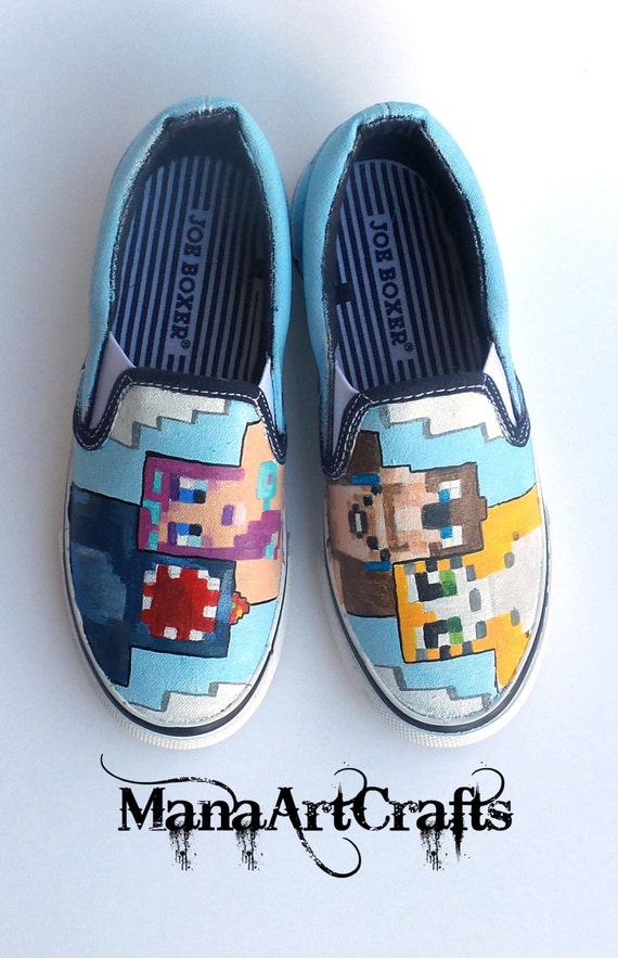 Custom Hand painted Minecraft Shoes. Provide your by ManaArtCrafts