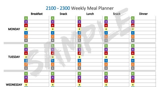 2100 2300 21 Day Fix Portion Fix Meal Planner