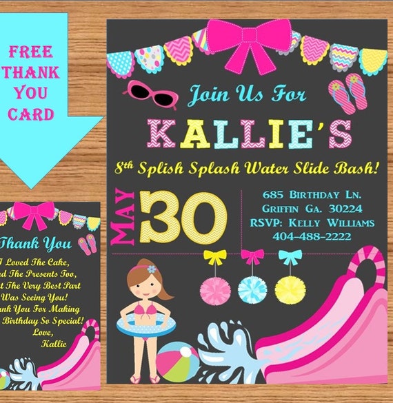 Printable Water Slide Birthday Party Invitations 5